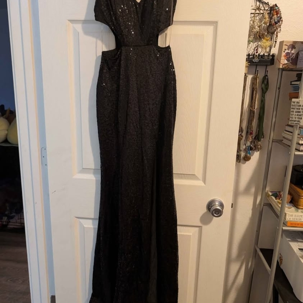 Emerald Sundae Black Satin Dress